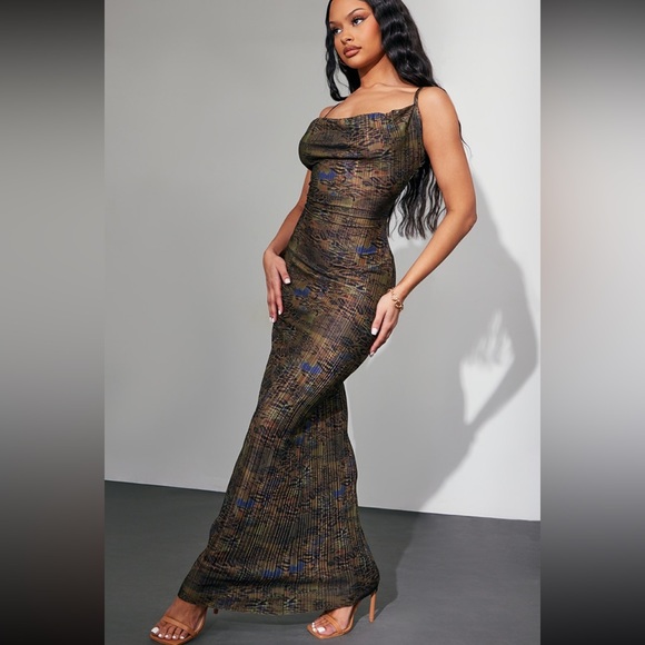 Multi Leopard Plisse Strappy Maxi Dress - Picture 3 of 3